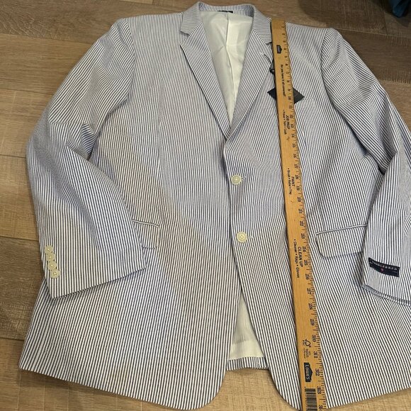 SADDLEBRED MENS BLUE WHITE SEERSUCKER SPORT COAT JACKET BLAZER 48L NEW - Picture 5 of 9